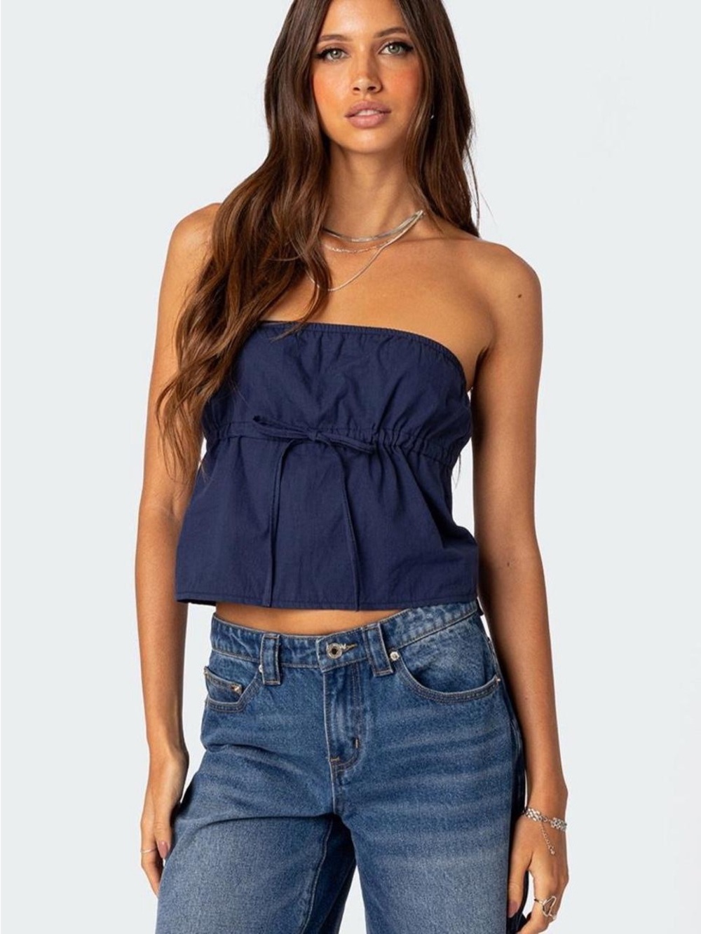 Edikted Reva Strapless Navy Tube Top